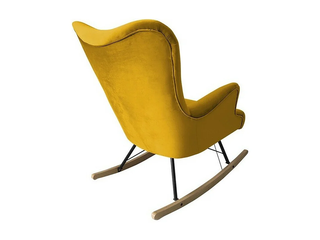 Chaise à bascule Clovis 101, 101x76x101cm, Tapisserie, Placage de bois naturel