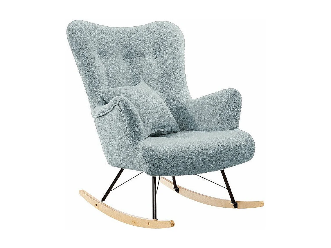 Chaise à bascule Clovis 105, 101x76x101cm, Tapisserie, Placage de bois naturel