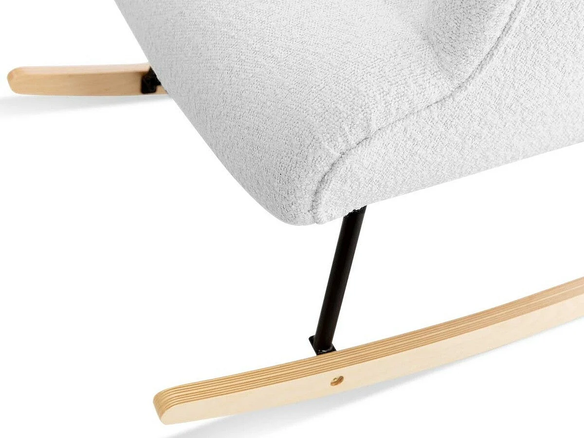 Chaise à bascule Clovis 105, 101x76x101cm, Tapisserie, Placage de bois naturel