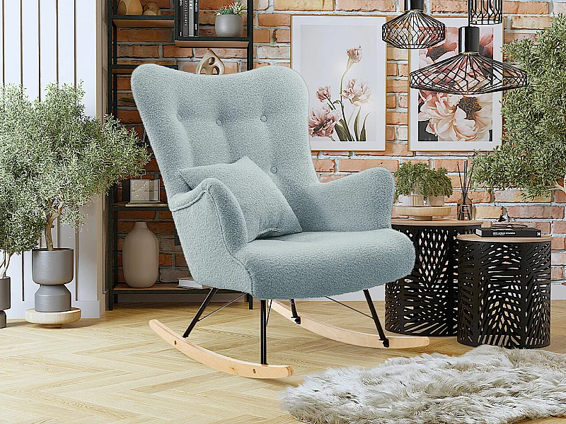 Mecedora Clovis 105, 101x76x101cm, Tapiz, Chapa de madera natural, Metálico|De madera