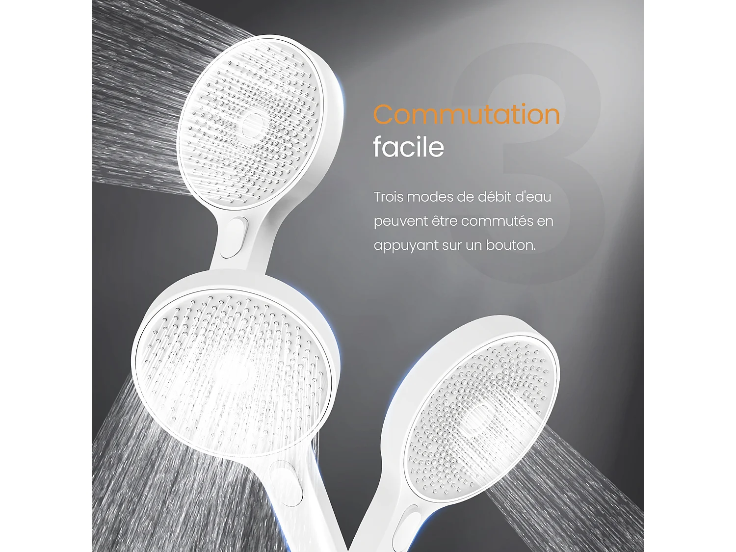 EMKE Douchkolom met thermostaatdouche 38 °C, grote regendouchekop en multimodus handdouche, Cirkel, Wit