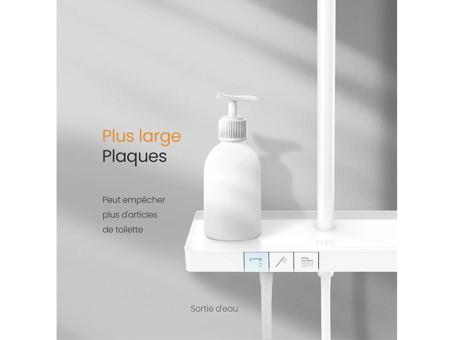 EMKE Douchkolom met thermostaatdouche 38 °C, grote regendouchekop en multimodus handdouche, Cirkel, Wit