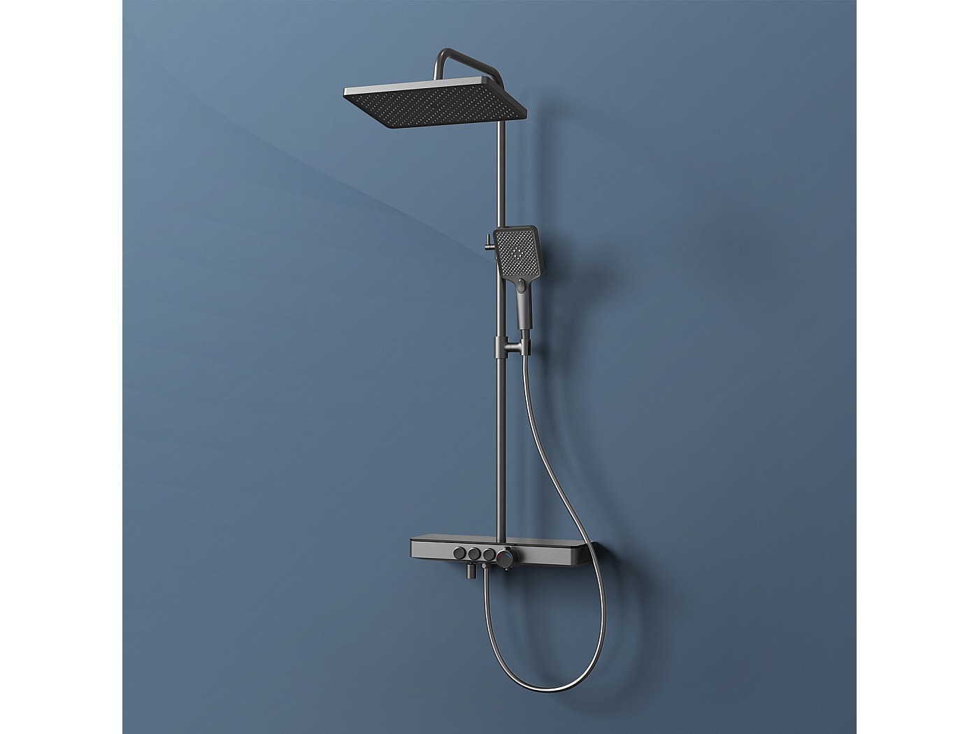 EMKE Thermostaatdouchekolom, 36 X 14 Cm Glazen Planken, 3 Straalsoorten Regen Douche Ktw Certificering Metaalgrijs