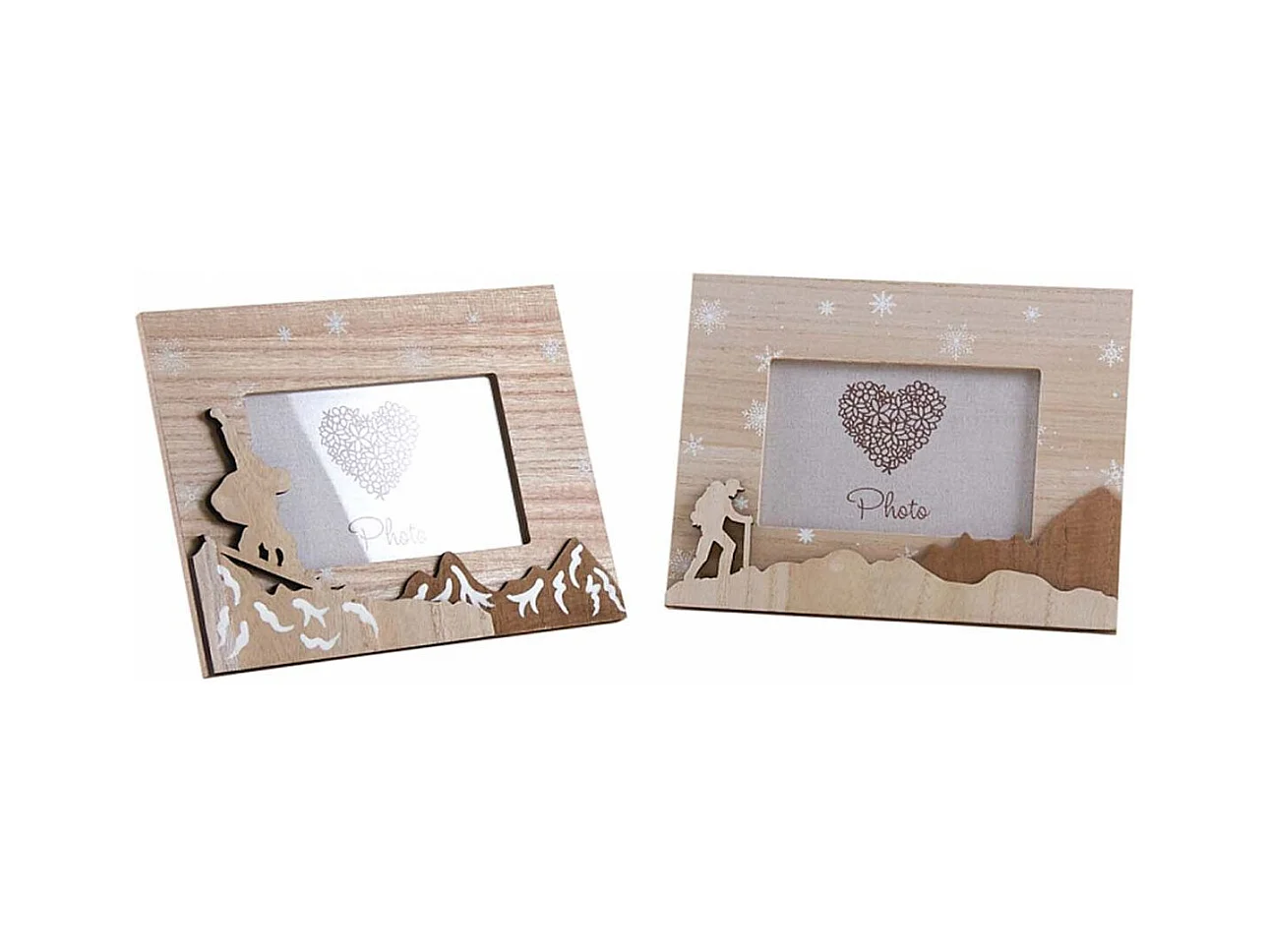 Cadre photo décor sports d'hiver (Lot de 2) Lot de 2