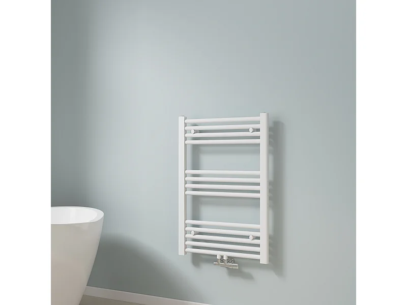 EMKE Handdoekradiator Warmwater, Handdoekradiator centrale aansluiting Wit 75x50cm 291Watt
