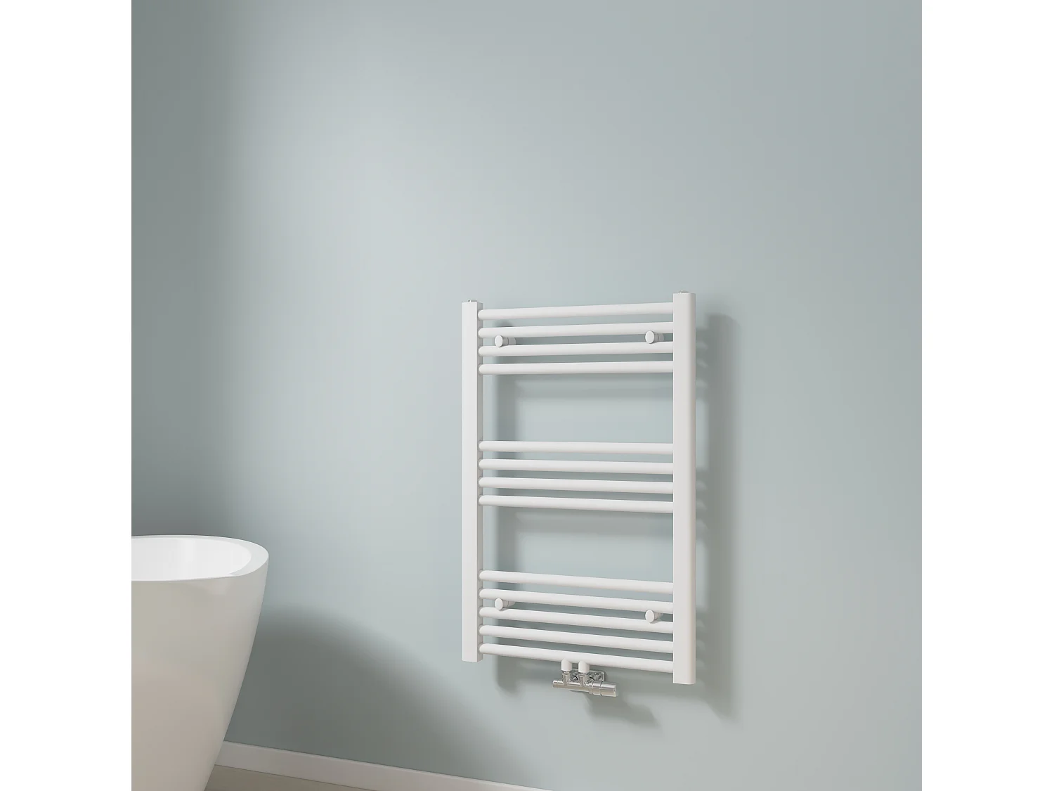 EMKE Handdoekradiator Warmwater, Handdoekradiator centrale aansluiting Wit 75x50cm 291Watt