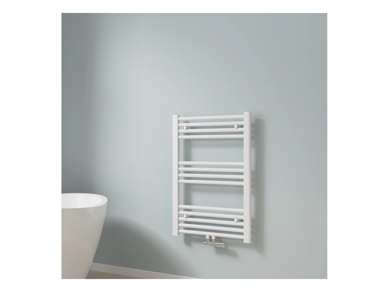 EMKE Sèche-serviette eau chaude, Radiateur sèche-serviettes raccordement central Blanc 75x50cm 291Watts