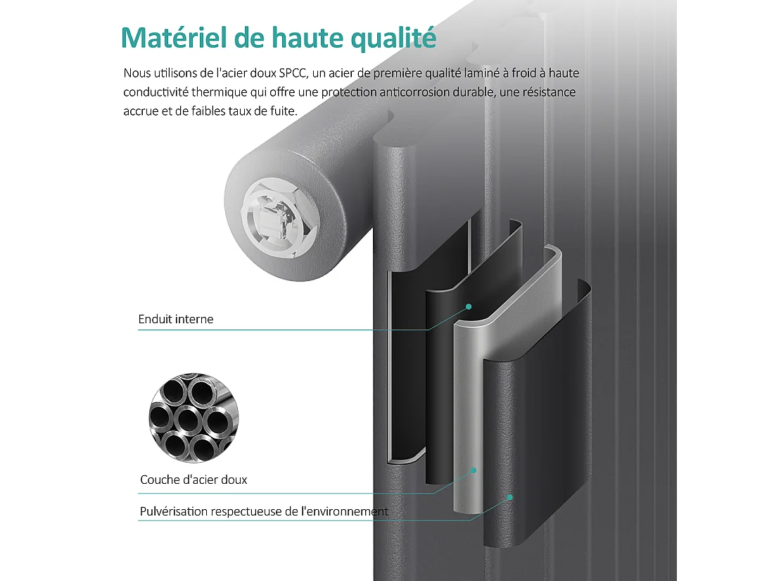 EMKE Termoarredo Idraulico 1041x600mm 639 W Nero Scaldasalviette per Riscaldamento Centrale Design Moderno