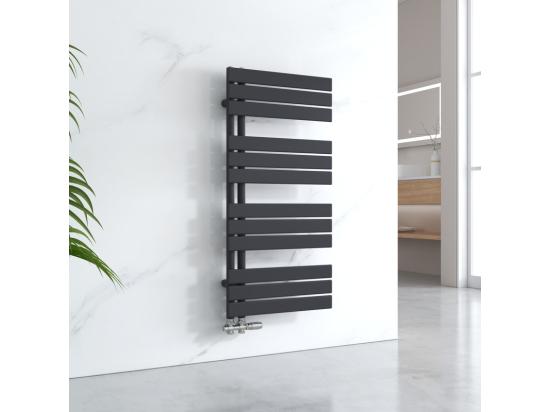 vente unique EMKE Sèche-serviettes à Eau Chaude Panneau Plat Sèche-serviettes connexion latérale pour Noir 1041x500mm 529Watts