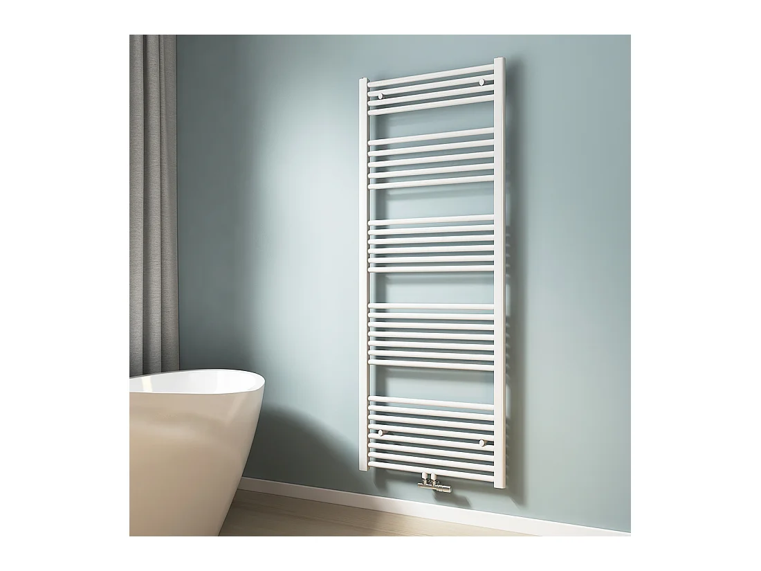 EMKE Sèche-serviette eau chaude, Radiateur sèche-serviettes raccordement central Blanc 160x60cm 761Watts