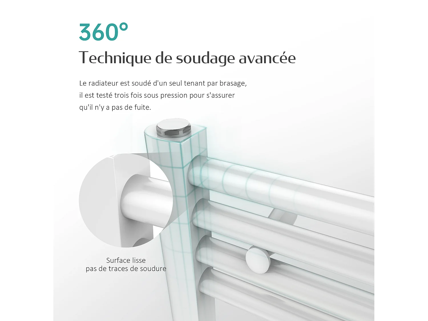 EMKE Sèche-serviette eau chaude, Radiateur sèche-serviettes raccordement central Blanc 160x40cm 547Watts