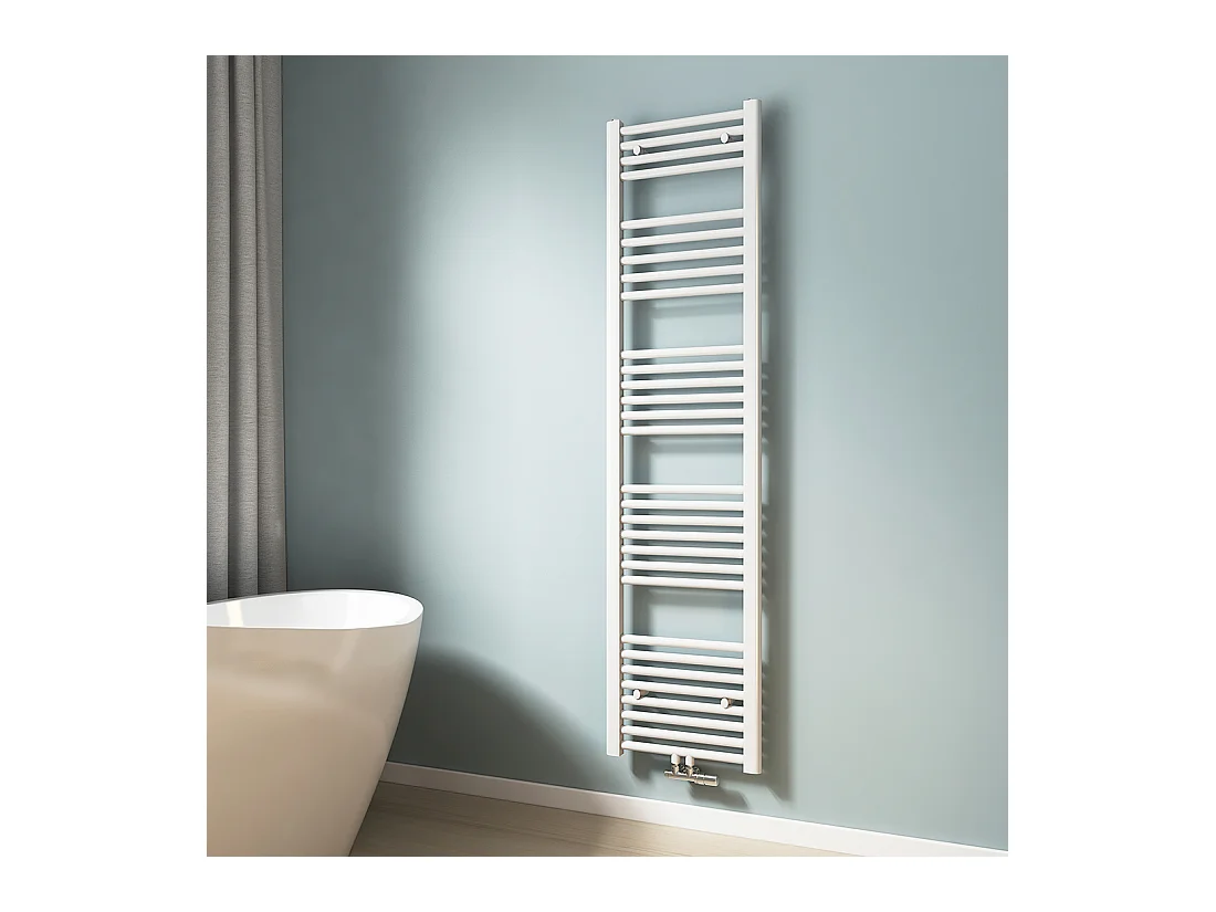 EMKE Sèche-serviette eau chaude, Radiateur sèche-serviettes raccordement central Blanc 160x40cm 547Watts