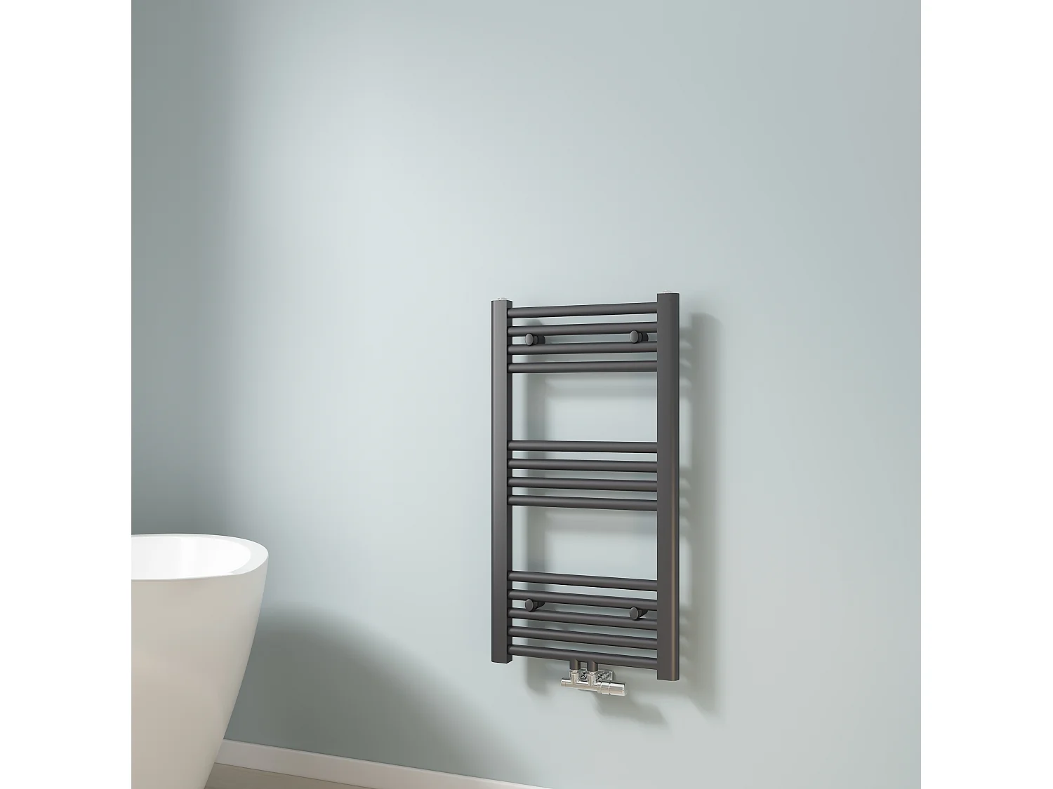EMKE Sèche-serviette eau chaude, Radiateur sèche-serviettes raccordement central Anthracite 75x40cm 244Watts