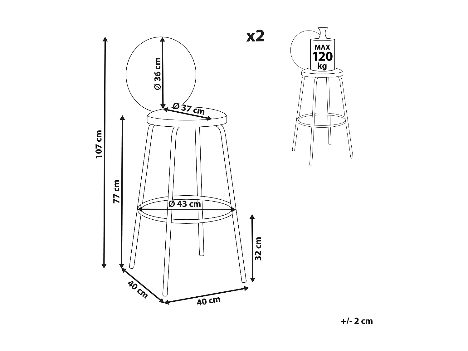 Set van 2 barstoelen EMERY Bouclé Donkergroen