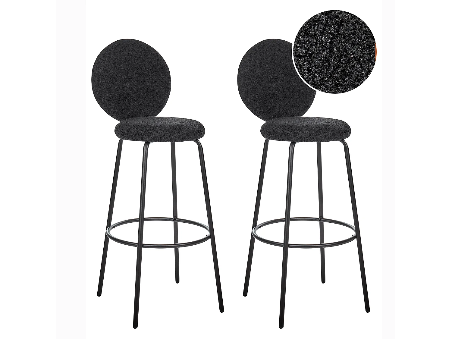 Lot de 2 chaises de bar EMERY Bouclé Noir