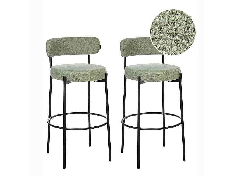 Set van 2 barstoelen ALLISON Bouclé Lichtgroen