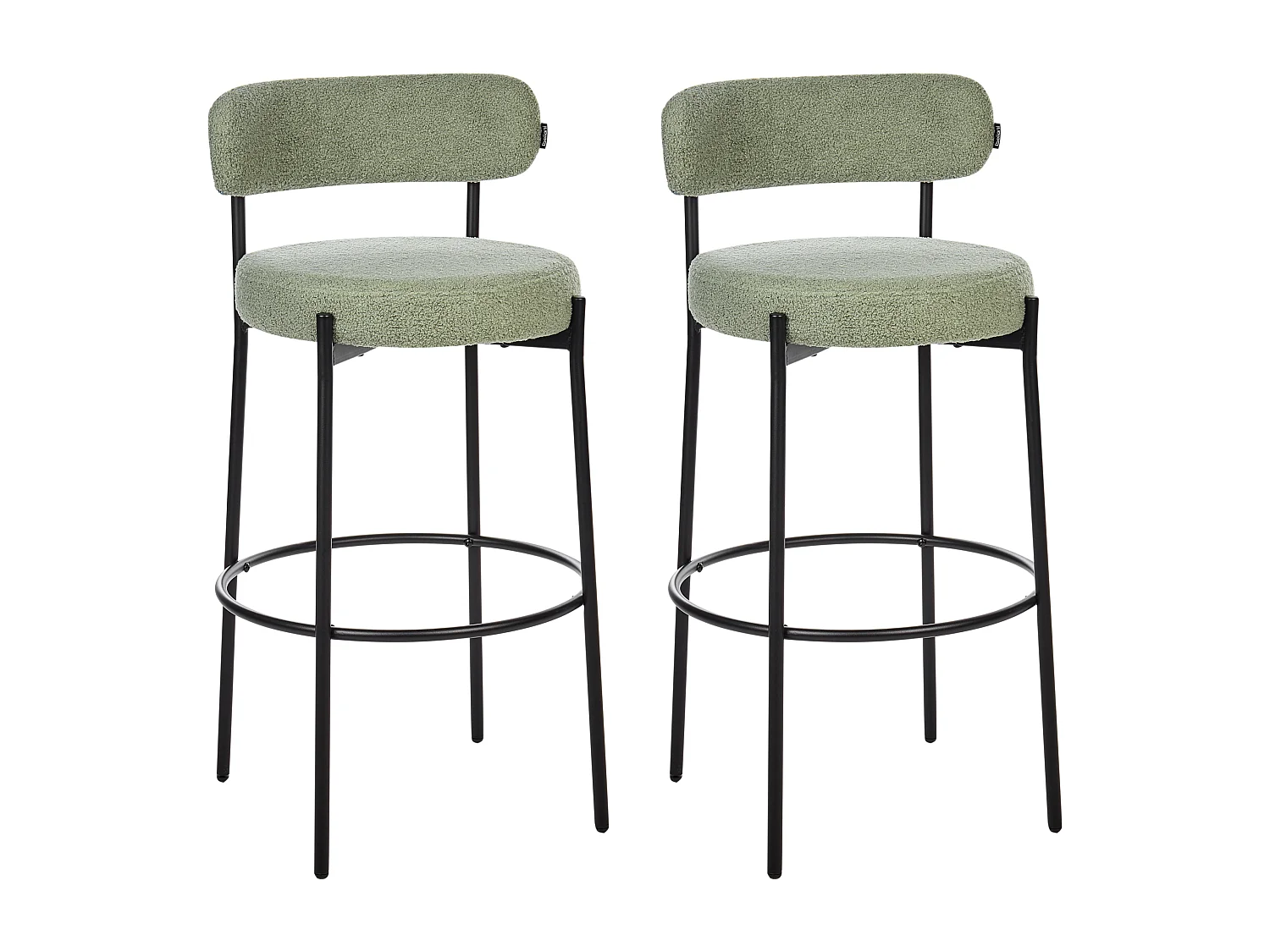 Lot de 2 chaises de bar ALLISON Bouclé Vert clair