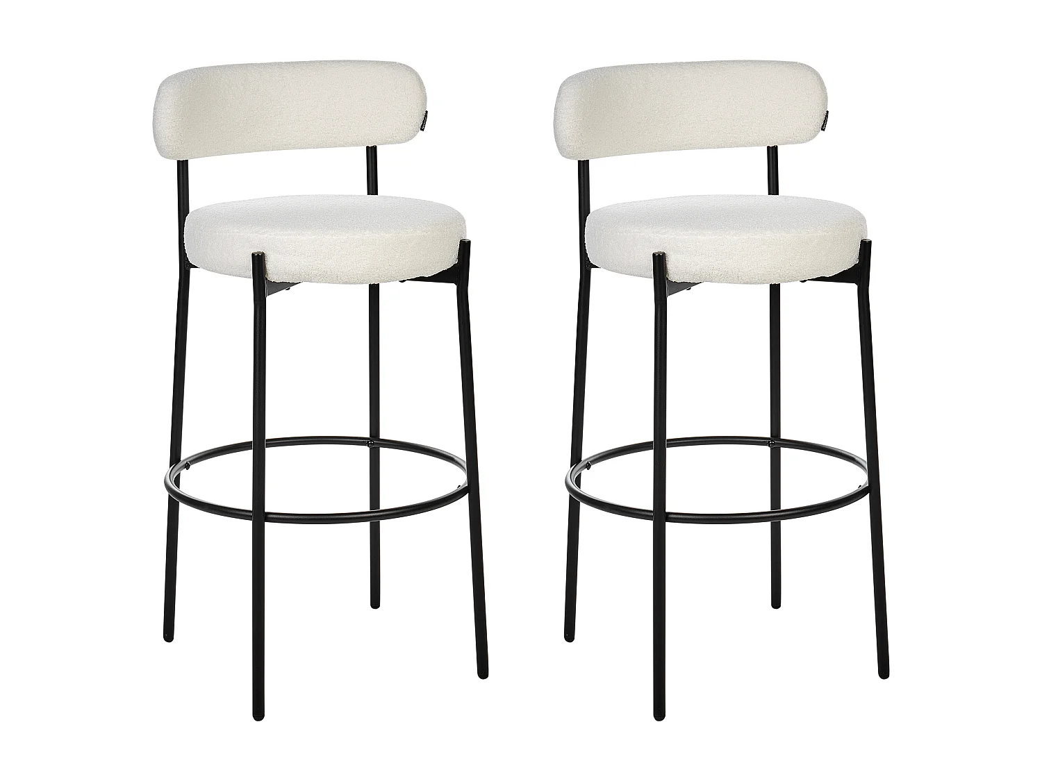 Lot de 2 chaises de bar ALLISON Bouclé Blanc
