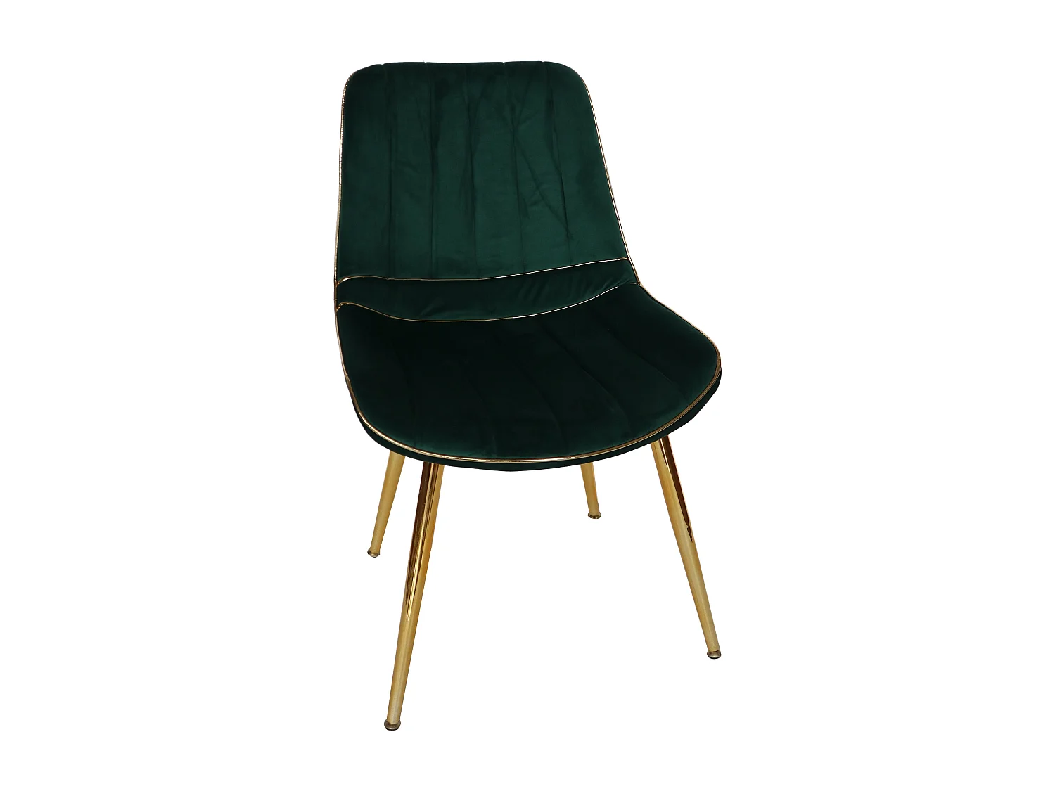 Set di 2 sedie dorate in metallo e seduta in velluto verde cm 51x59x79