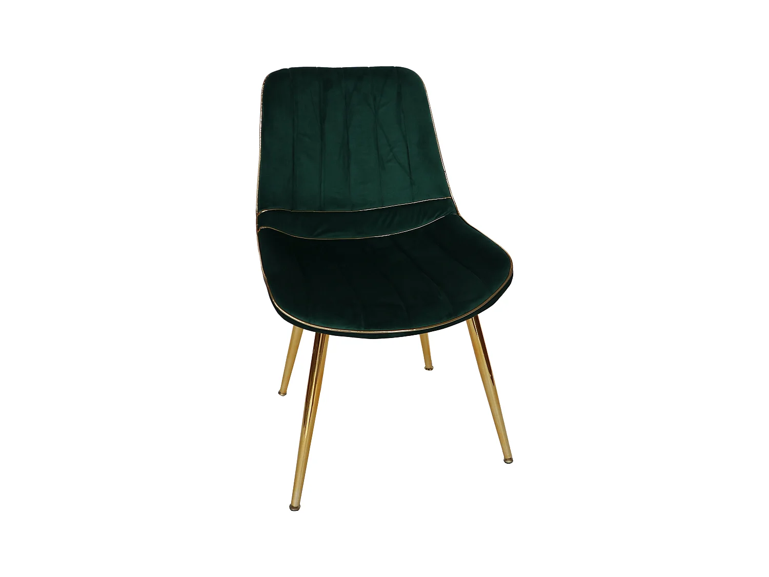 Lot de 2 chaises en métal doré et assise en velours vert 51x59x79 cm