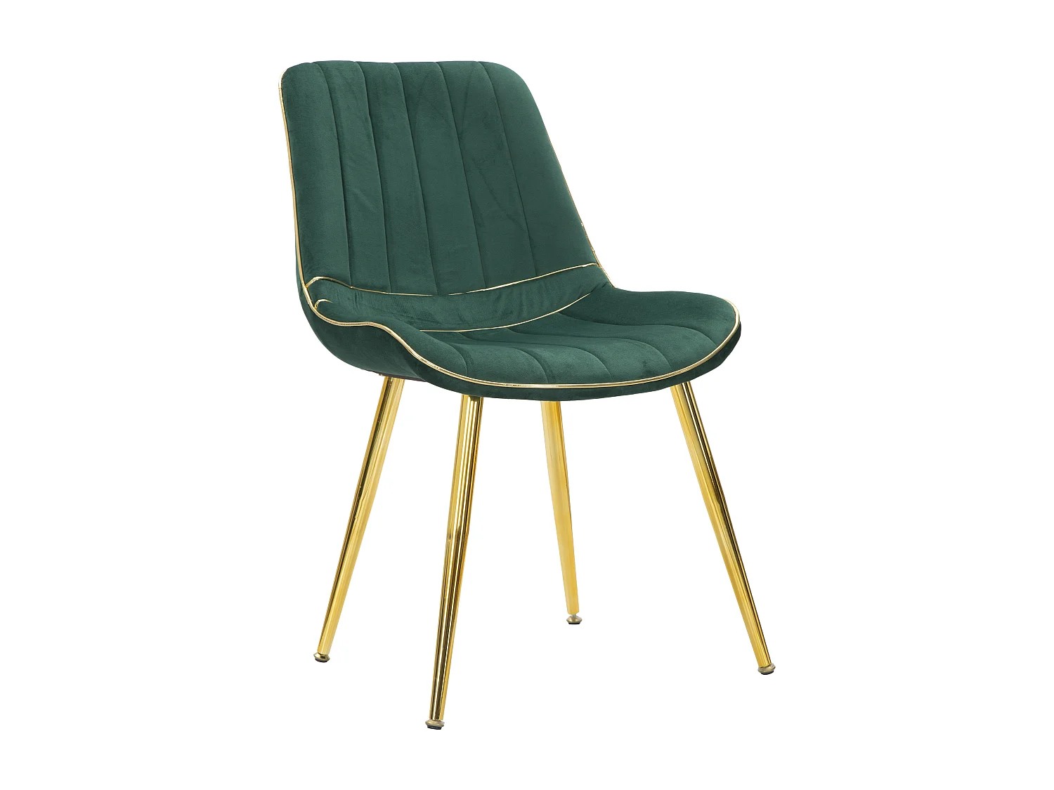 Lot de 2 chaises en métal doré et assise en velours vert 51x59x79 cm