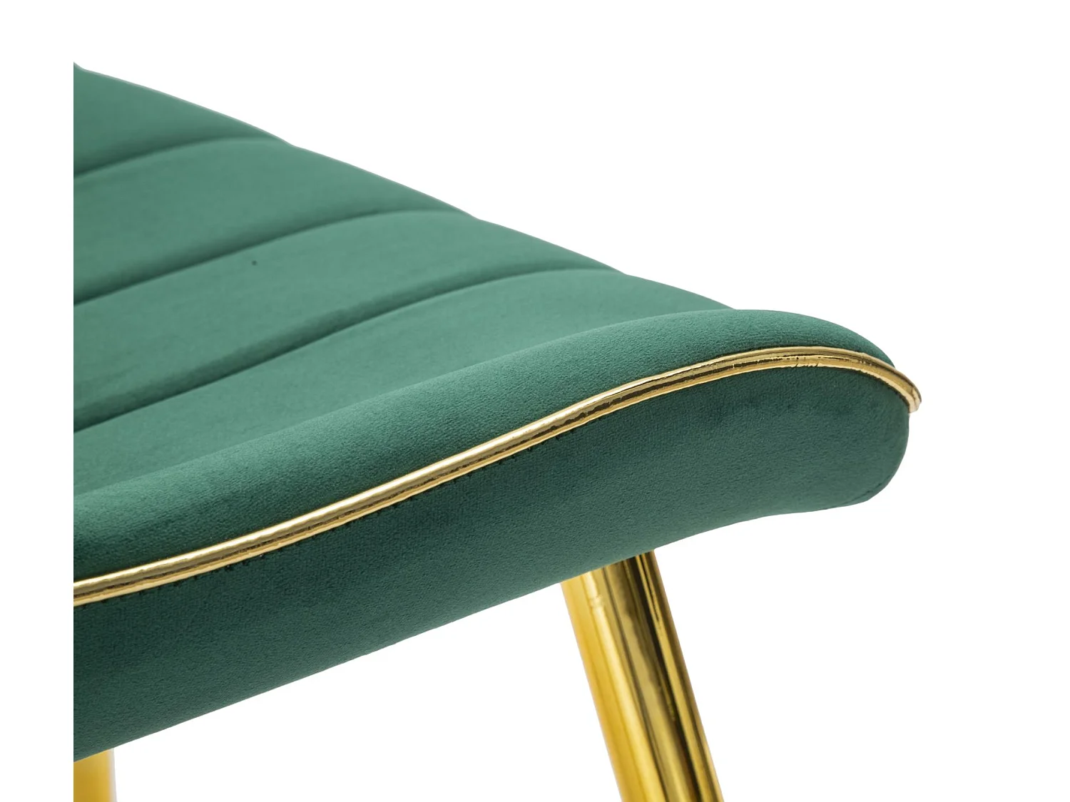 Lot de 2 chaises en métal doré et assise en velours vert 51x59x79 cm