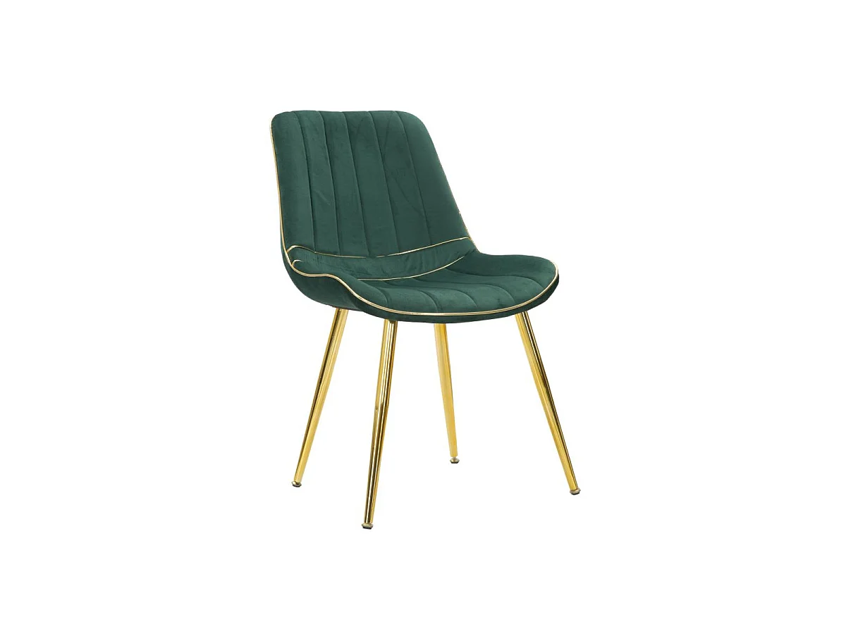 Lot de 2 Chaises en Tissu "Paris" 79cm Vert & Or