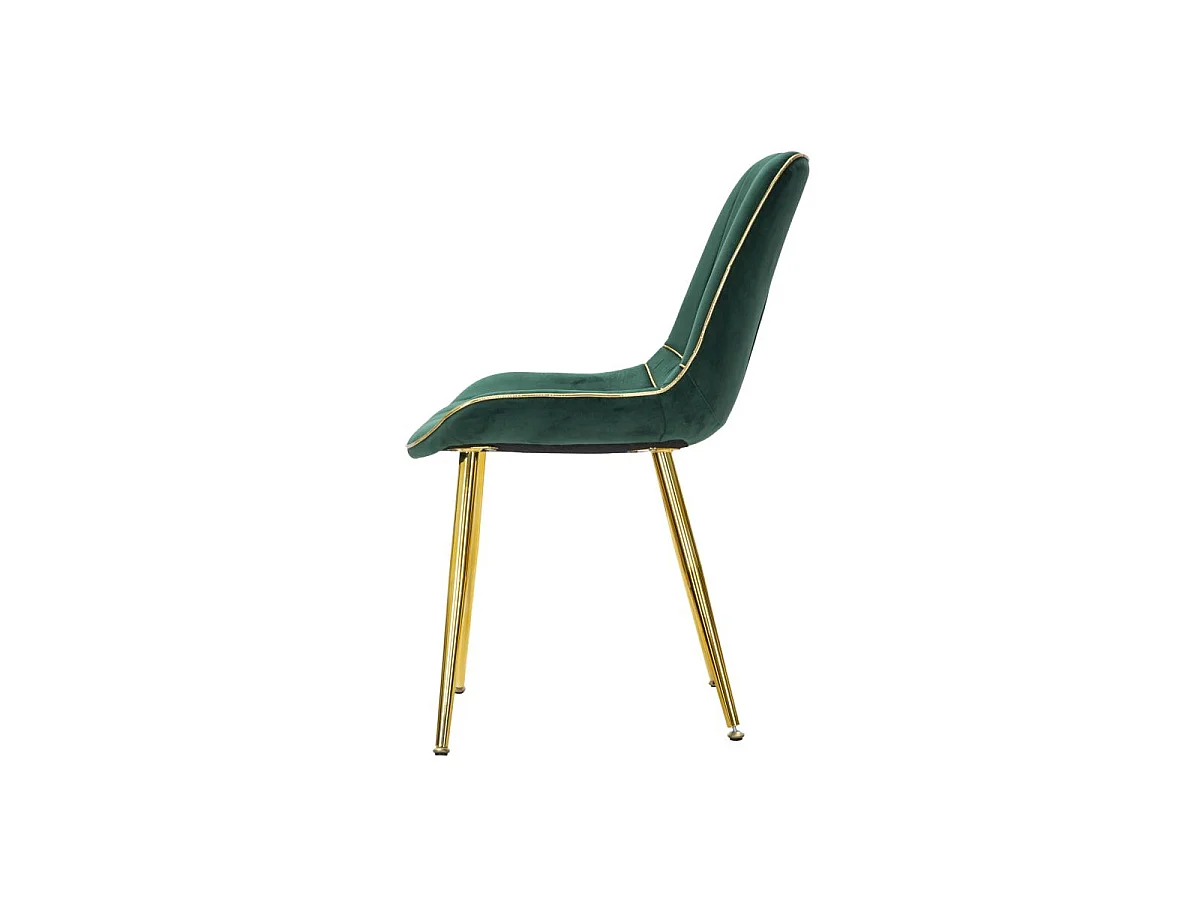 Lot de 2 Chaises en Tissu "Paris" 79cm Vert & Or