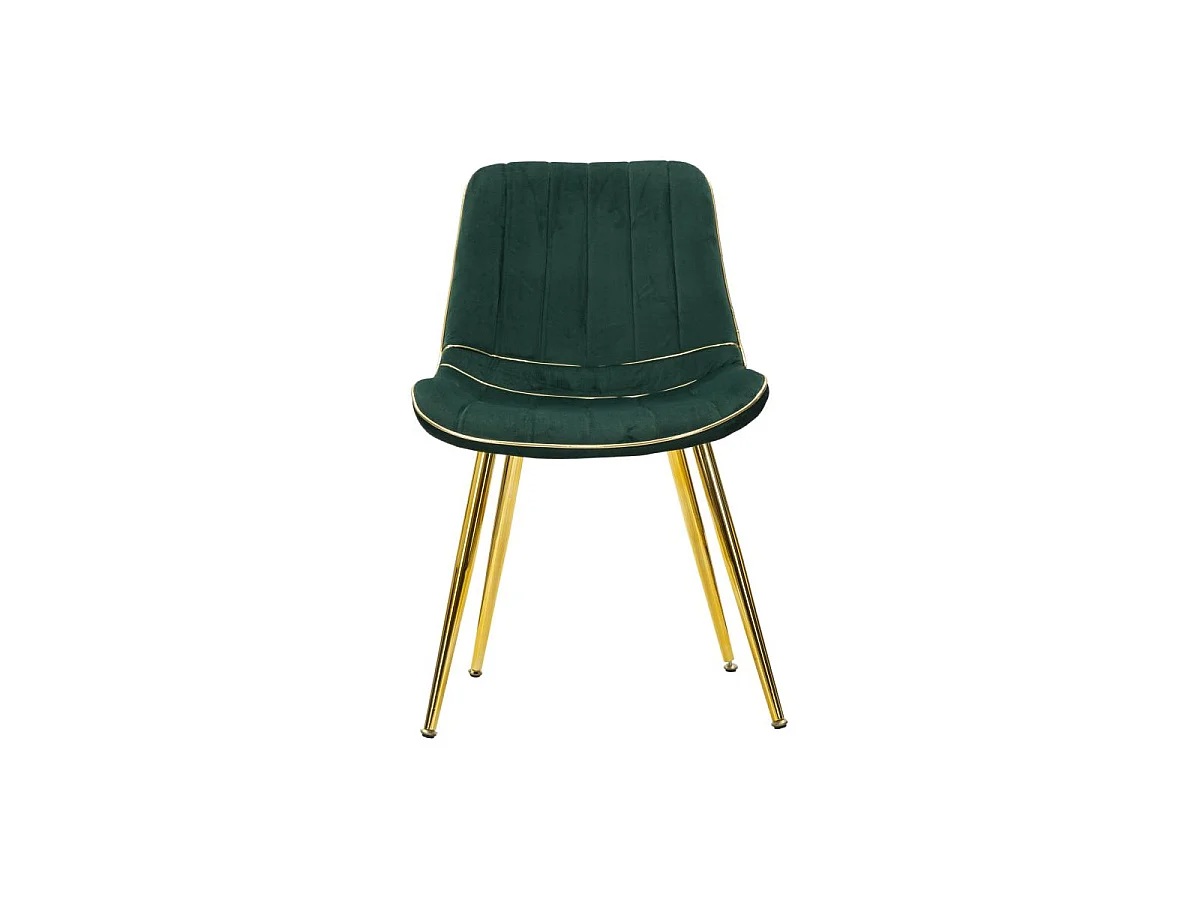 Lot de 2 Chaises en Tissu "Paris" 79cm Vert & Or