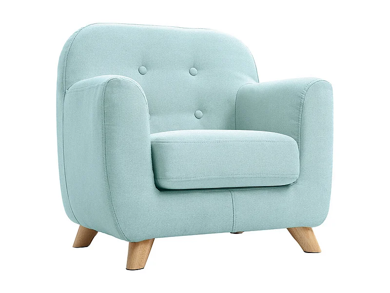 Fauteuil enfant scandinave en tissu menthe à l'eau et bois clair NORKID