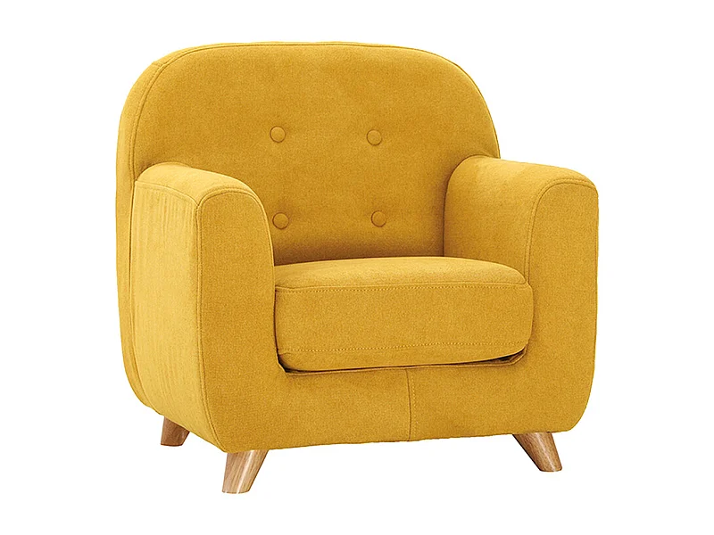 Poltrona bambini scandinava tessuto effetto velluto giallo senape NORKID