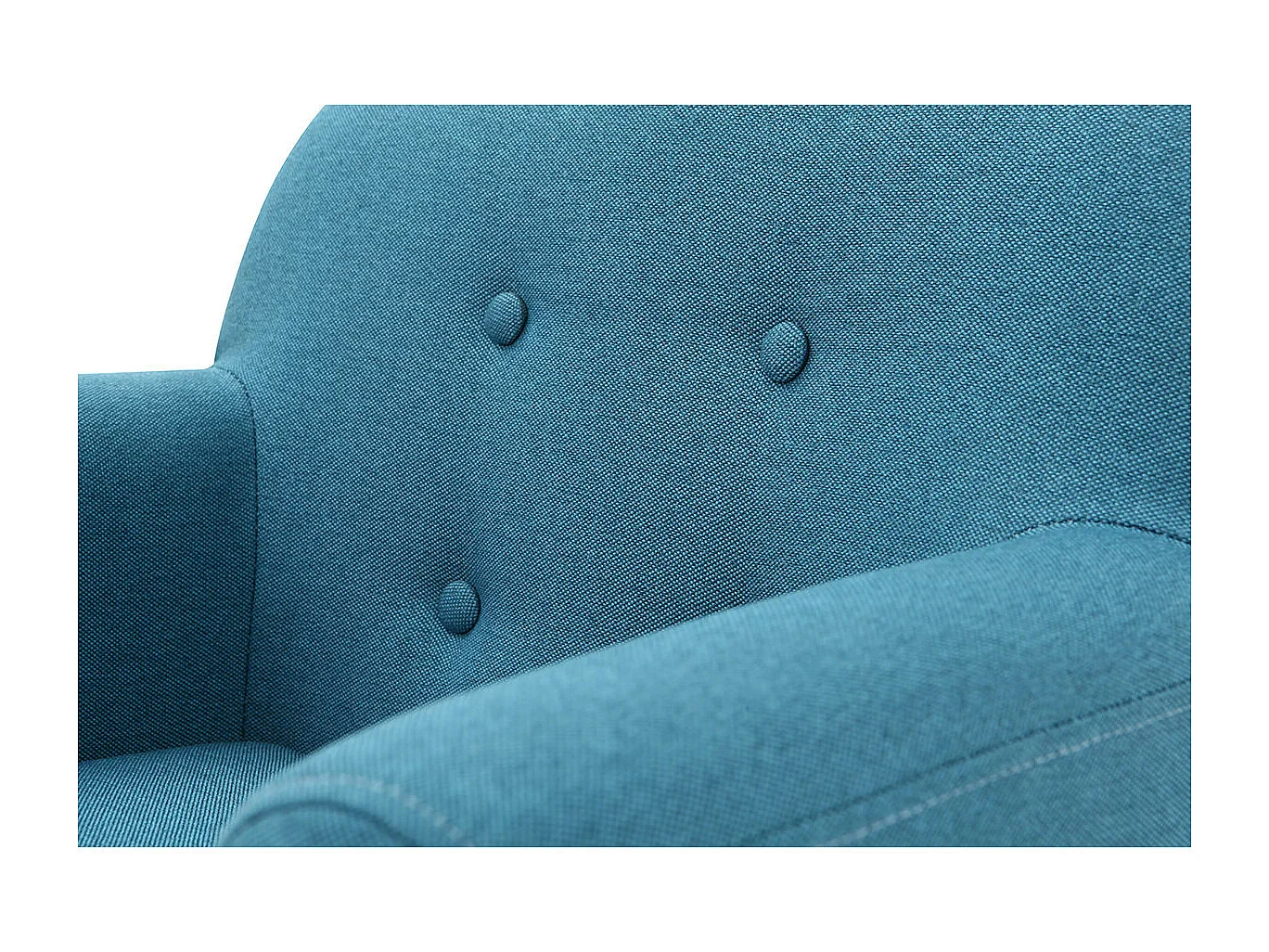 Fauteuil enfant scandinave en tissu bleu canard et bois clair NORKID