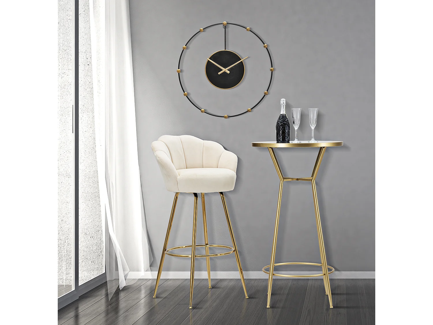 Krzesło barowe Vienna kremowe cm 55x53x110