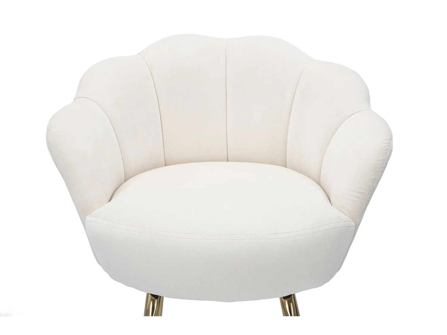 Tabouret de Bar en Velours Crème et Métal Doré - 55x53x110 cm, Design Élégant et Floral