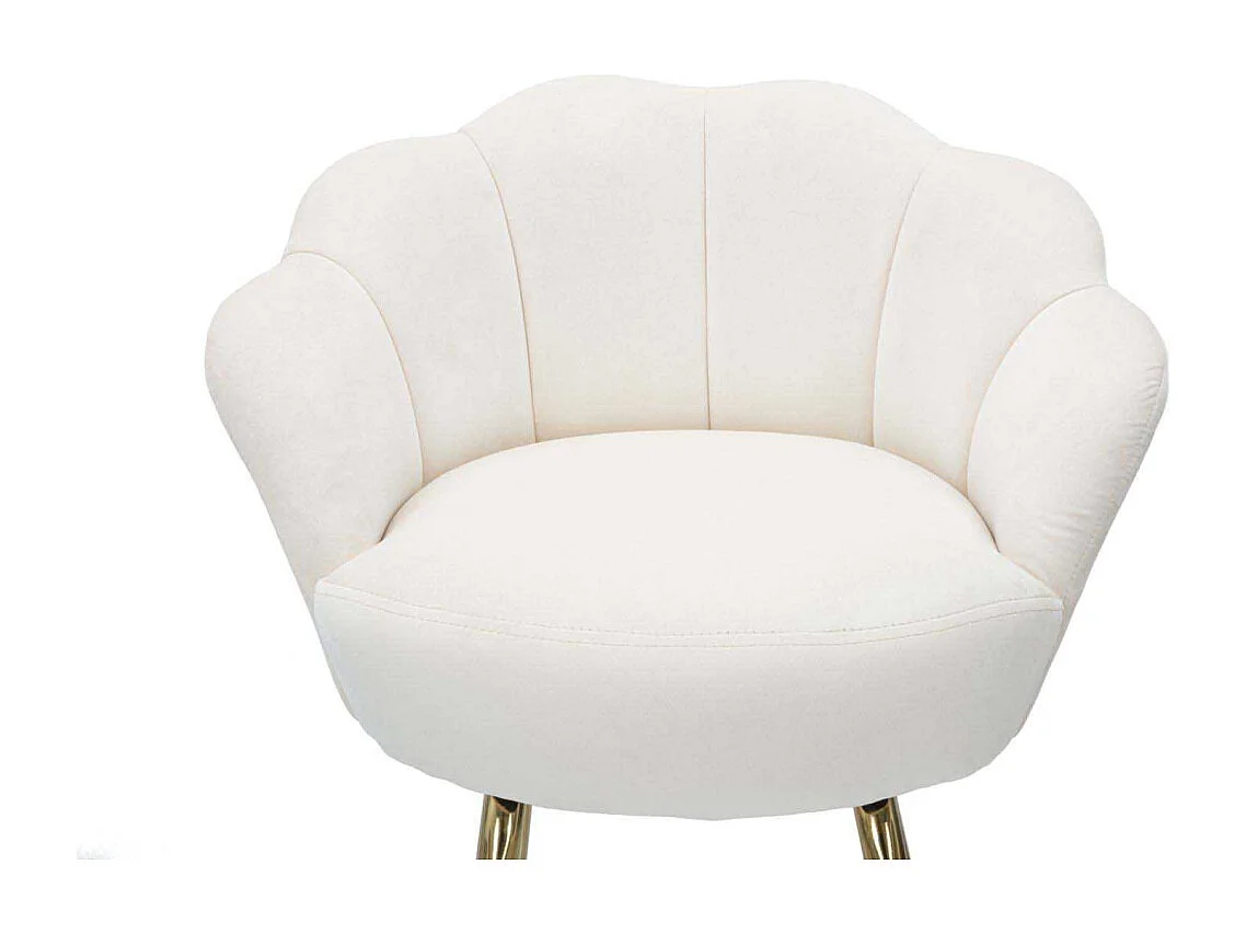 Tabouret de Bar en Velours Crème et Métal Doré - 55x53x110 cm, Design Élégant et Floral