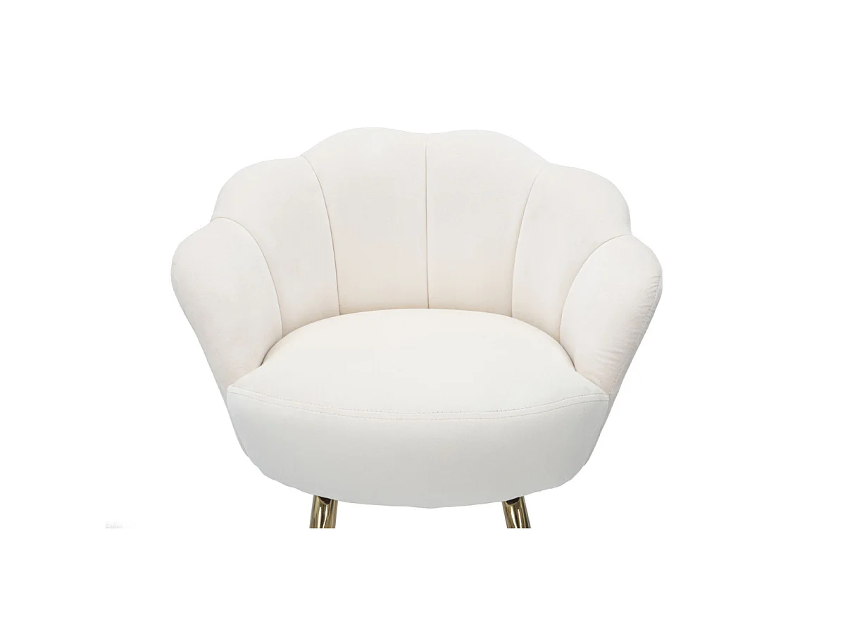 Tabouret de Bar en Velours Crème et Métal Doré - 55x53x110 cm, Design Élégant et Floral
