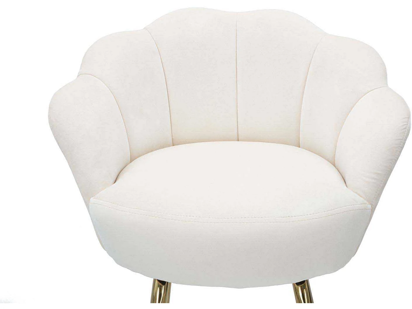 Tabouret de Bar en Velours Crème et Métal Doré - 55x53x110 cm, Design Élégant et Floral