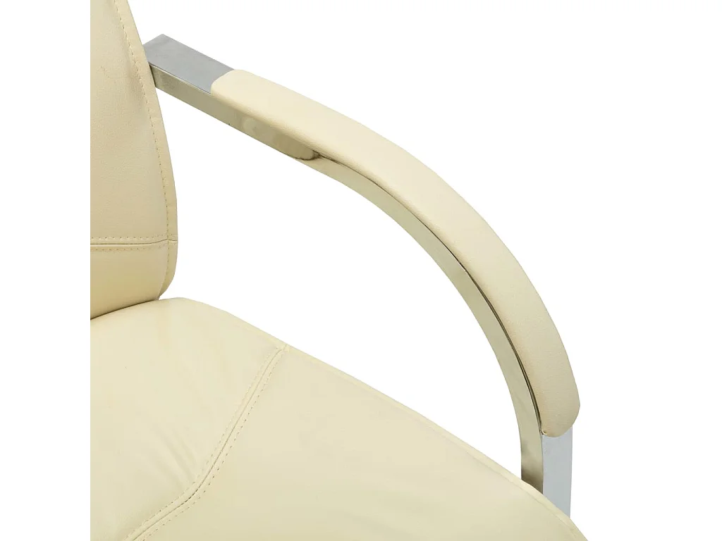 Chaise de bureau cantilever Crème Similicuir