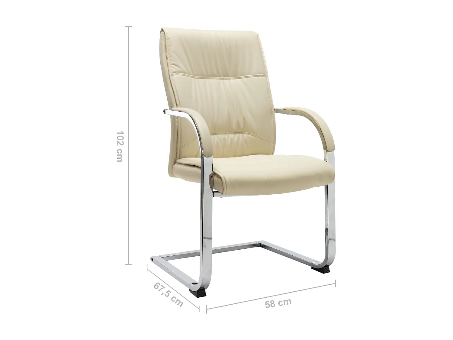 Chaise de bureau cantilever Crème Similicuir