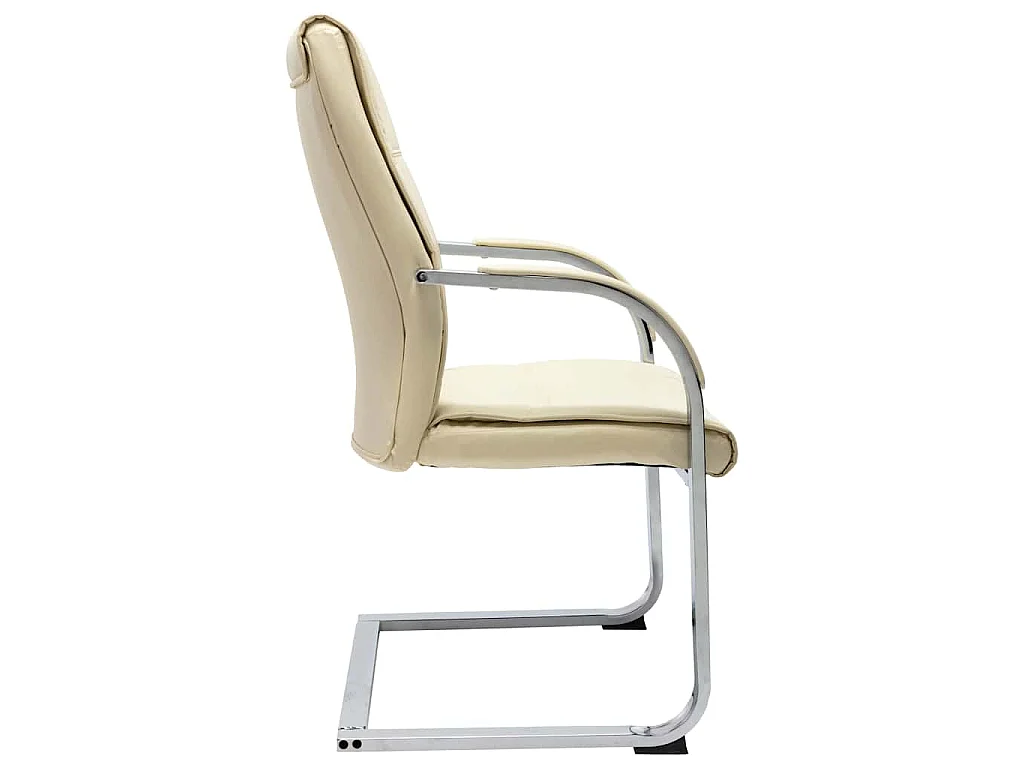 Silla de oficina voladiza de cuero sintético crema