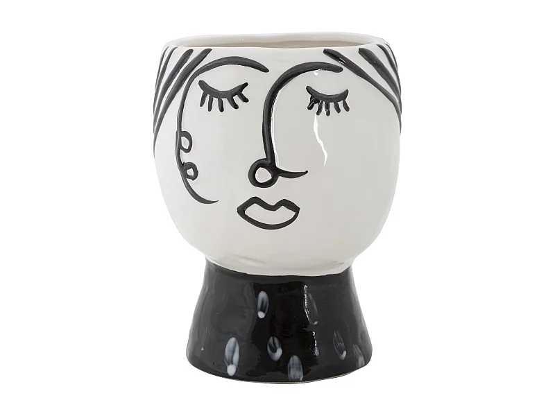 Vaso in porcellana bianco e nero Ø cm 14x18