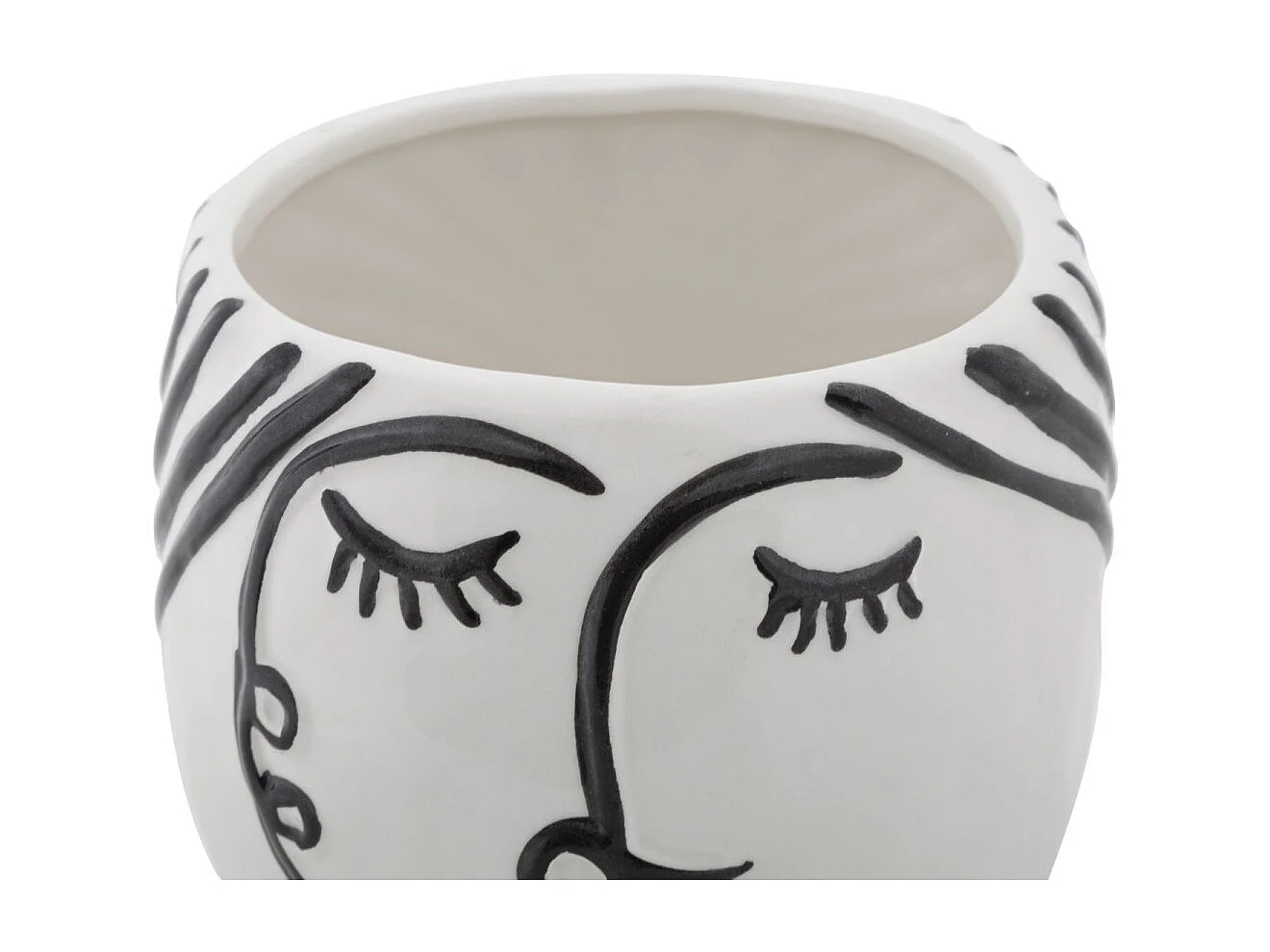 Vase Pot Visage en Porcelaine "Face" 18cm Blanc & Noir
