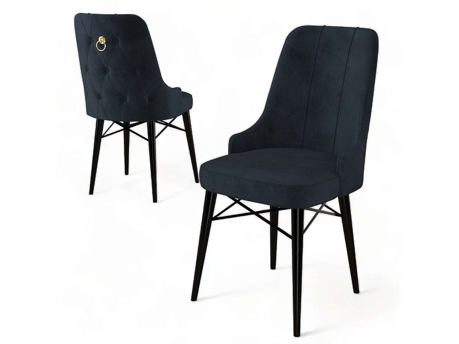 Lot de 6 chaises Komio Velours Anthracite et Métal Noir