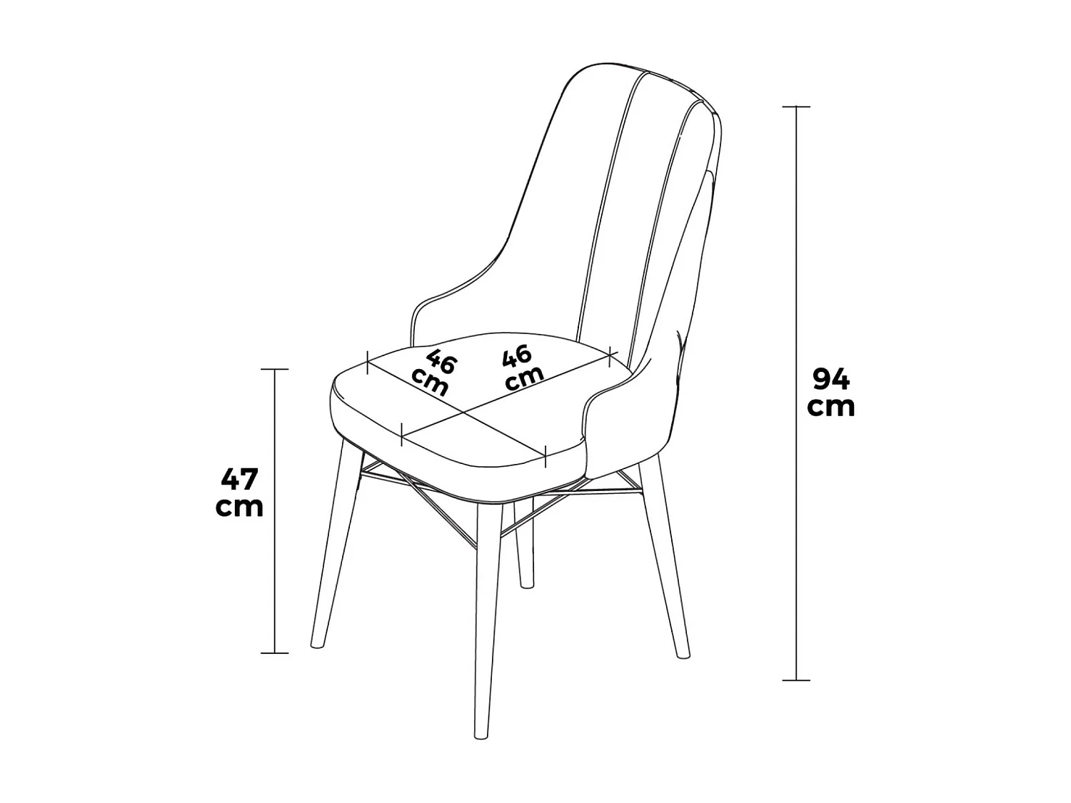 Lot de 6 chaises Komio Velours Anthracite et Métal Noir
