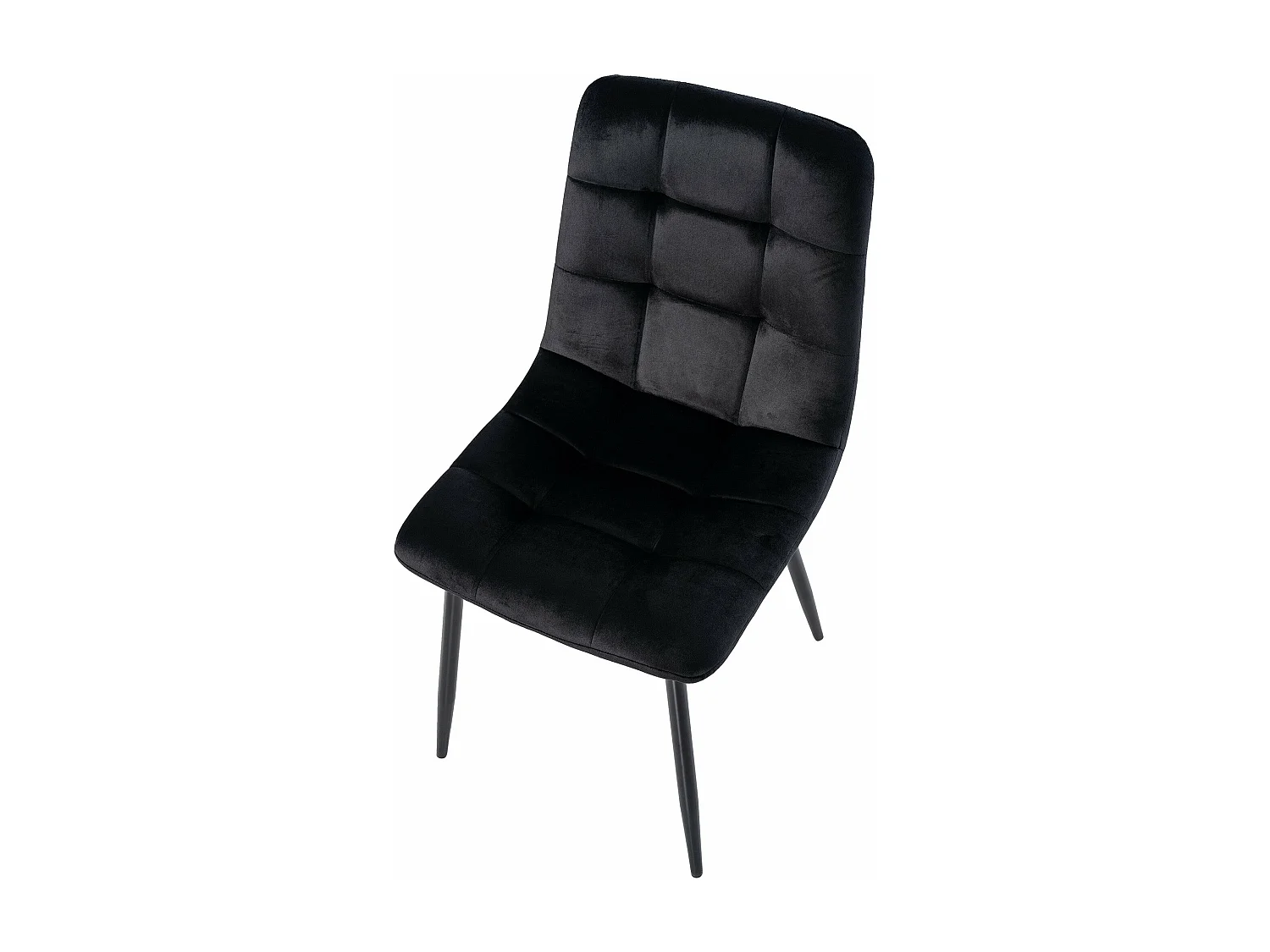 Lot de 4 chaises de salle à manger coutures décoratives carrées en tissu velours noir pieds métal noir 10_0001776