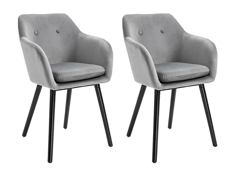 Lot de 2 chaises TREVOR velours gris