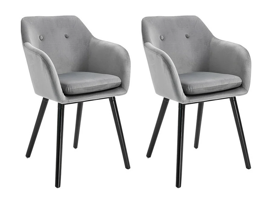 Lot de 2 chaises TREVOR velours gris