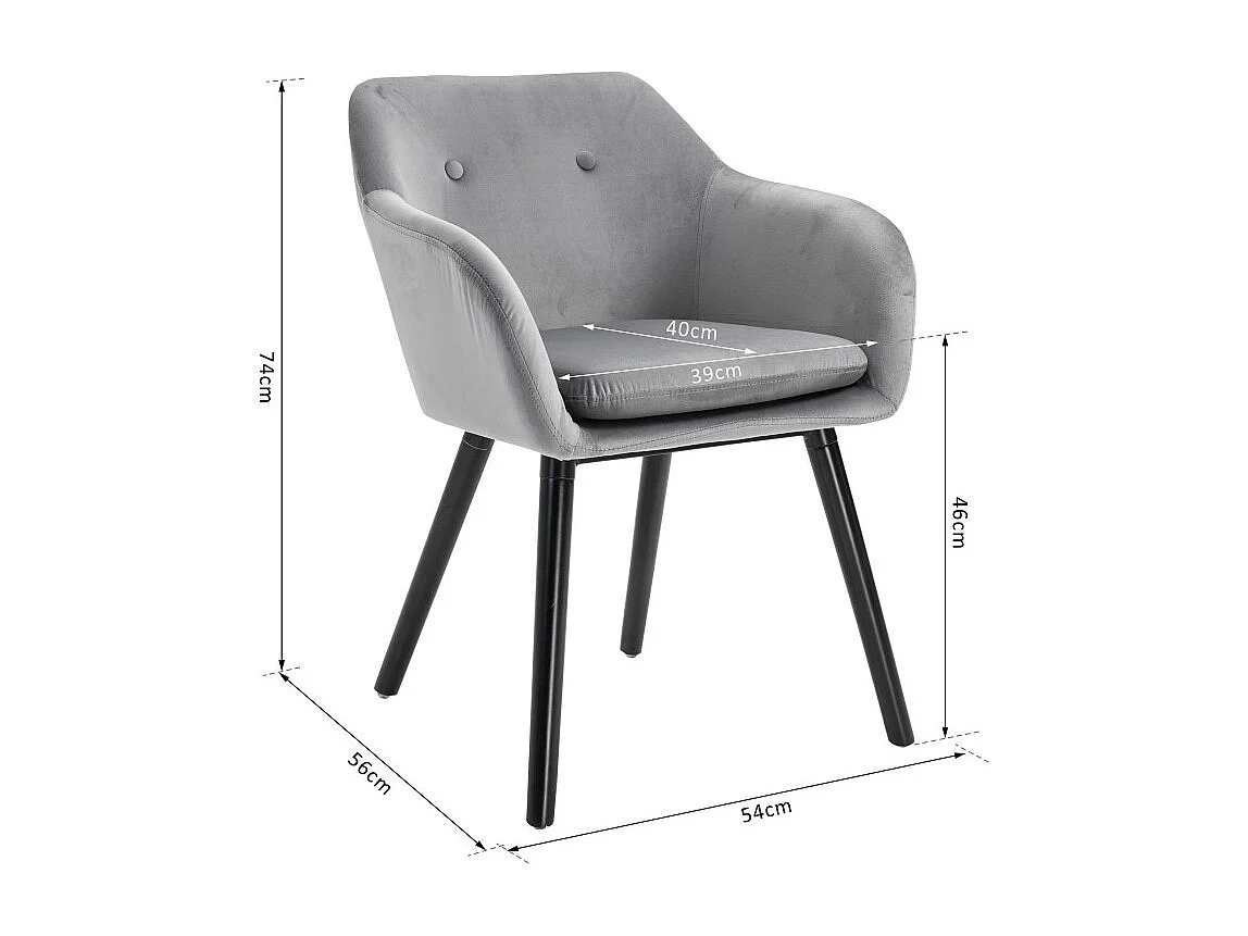 Lot de 2 chaises TREVOR velours gris