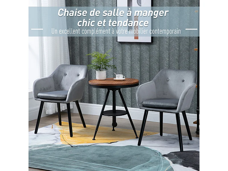 Lot de 2 chaises TREVOR velours gris