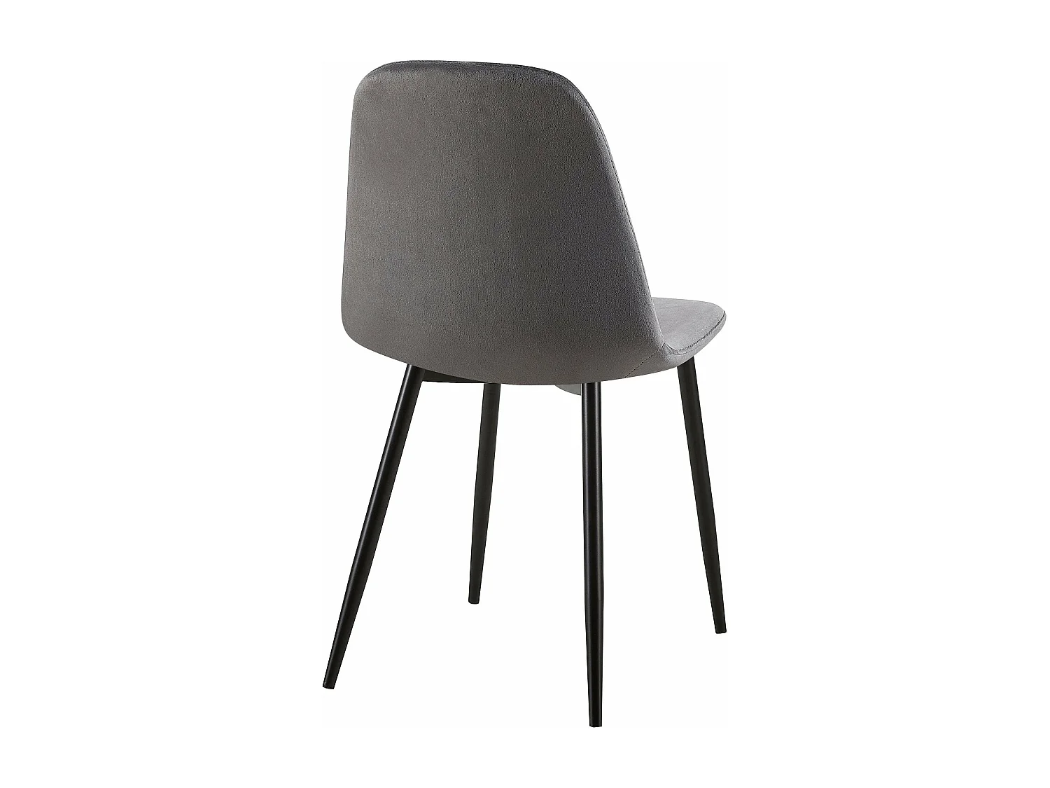 Lot de 4 chaises de salle à manger coutures décoratives losanges assise en velours gris foncé pieds métal noir mat 10_0001884